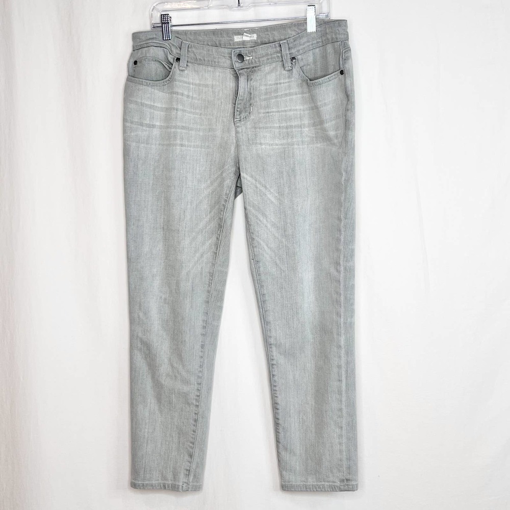 Eileen Fisher Petite Jeans Womens 12P Light Gray Mid Rise Stretch Denim USA